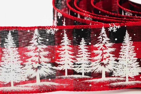 Trees. Snowflakes Wired Ribbon_KF6326GC-7-7_red